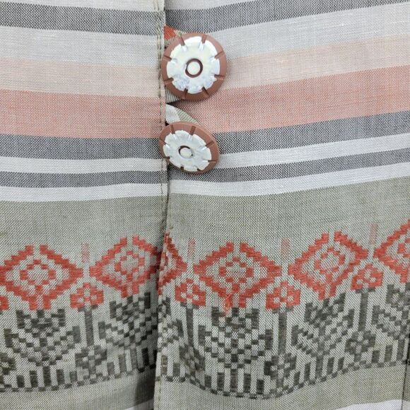 Vintage Southwestern Blazer M Sage Rust Linen Embroidered 2 Button Duster USA - Picture 5 of 17